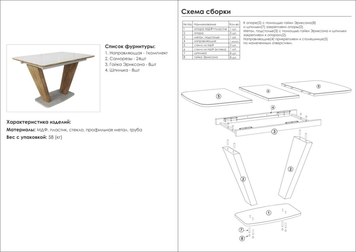 Кухонный стол Woodville Петир 462110 1