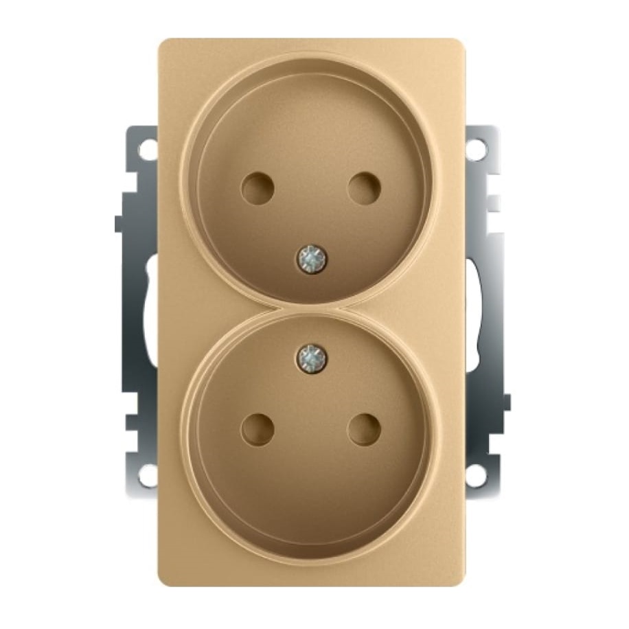 Розетка двойная 2P Stekker Катрин со шторками золото GLS10-7113-08 49225