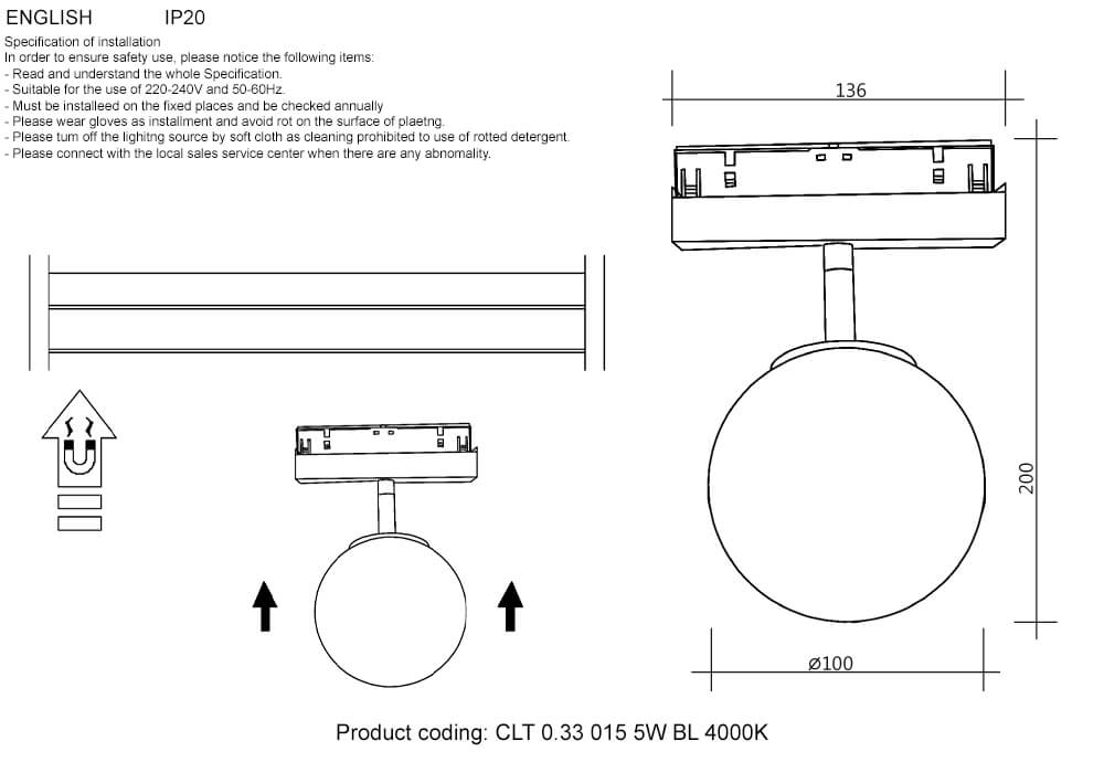 Трековый светодиодный светильник Crystal Lux CLT 0.33 015 5W BL 4000K 1