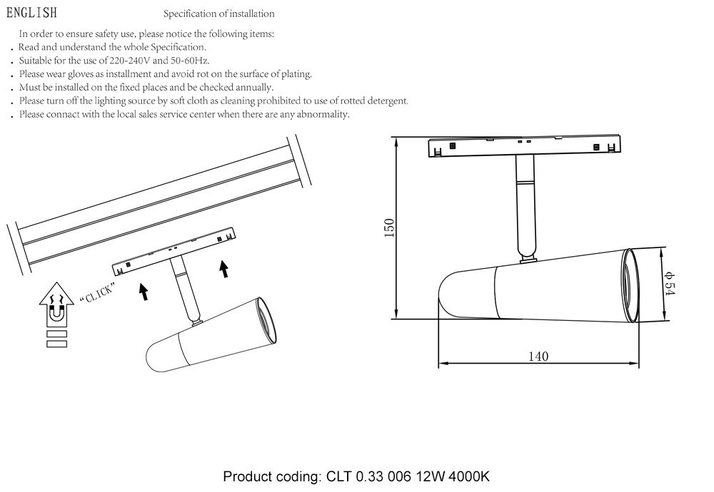 Трековый светодиодный светильник для магнитного шинопровода Crystal Lux Space CLT 0.33 006 12W BL-CH 4000K 1