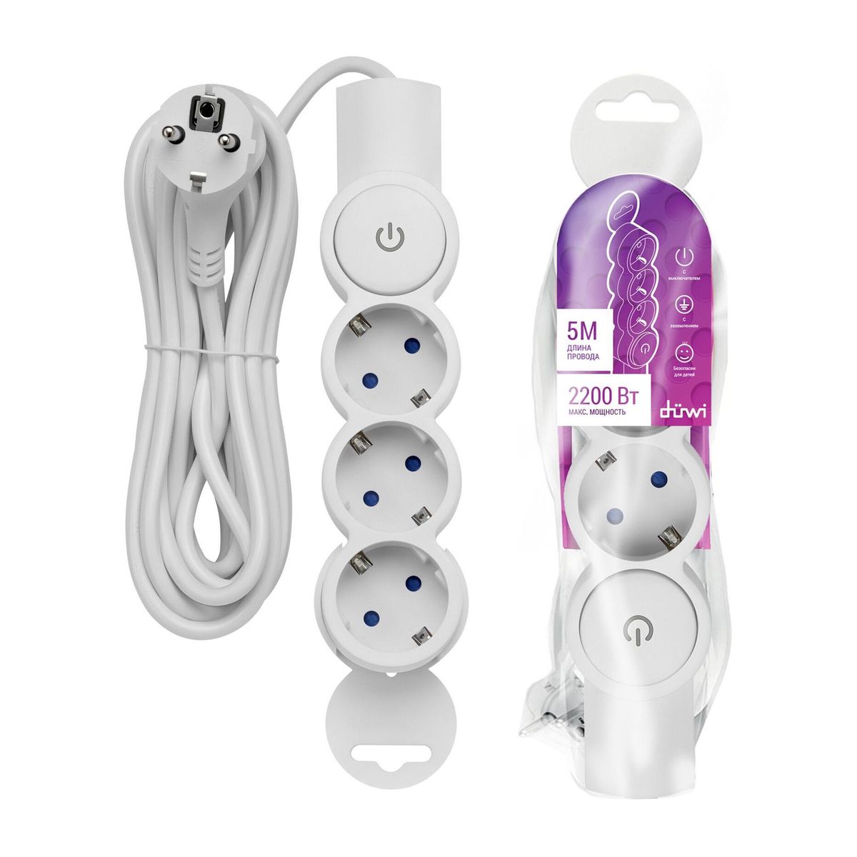 Удлинитель Duwi 3гн 5м с/з 32009 0 1