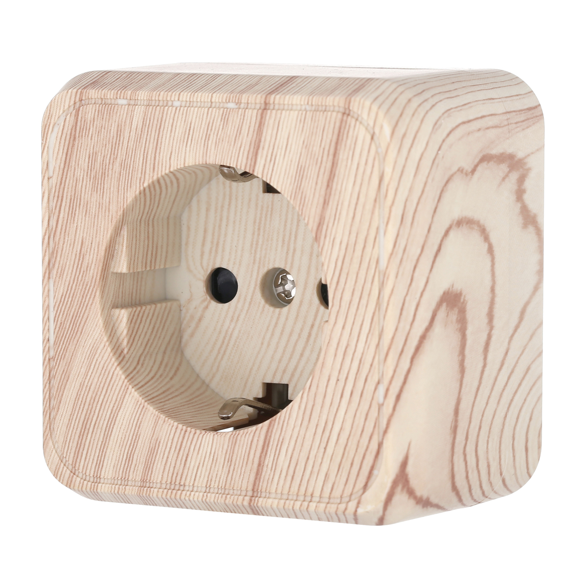 Розетка LK Studio открытой установки с заземляющими контактами и защитными шторками (сосна) 813225 1