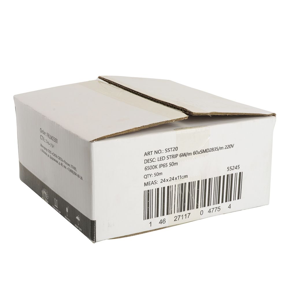 Светодиодная влагозащищенная лента Saffit 6W/m 60LED/m 2835SMD холодный белый 50М SST20 55245 1