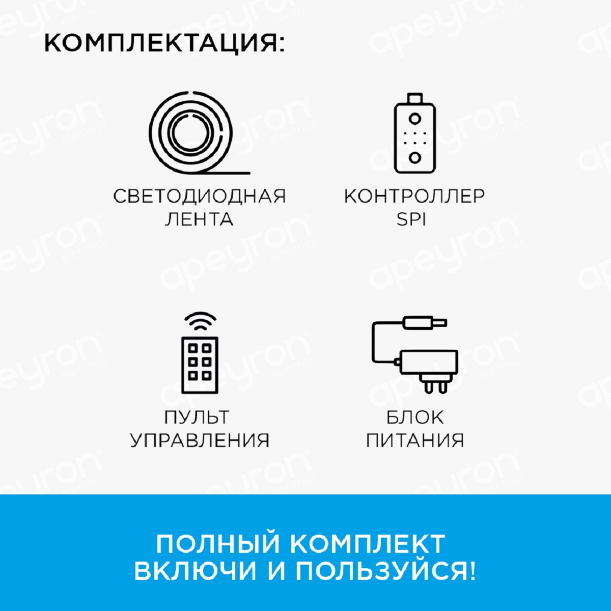 Светодиодная влагозащищенная лента Apeyron 14,4W/m 60Led/m 5050SMD разноцветная 2M 86ЦЛ 3
