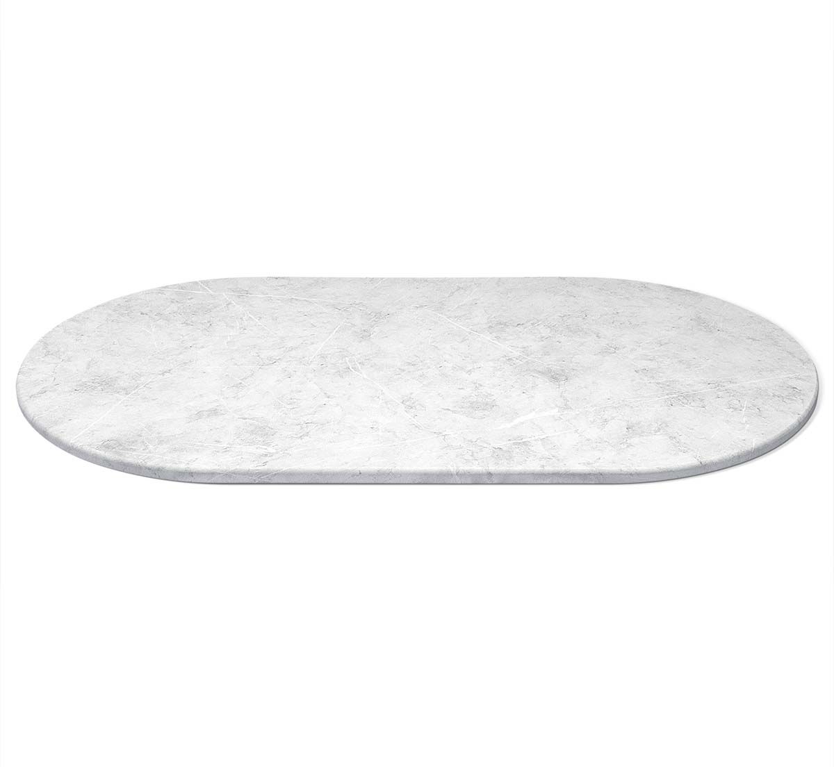 Кухонный стол Sheffilton SHT-TU14/140/80 МДФ овальная белый муар/золото/мрамор премиум светл. 2664801203 1