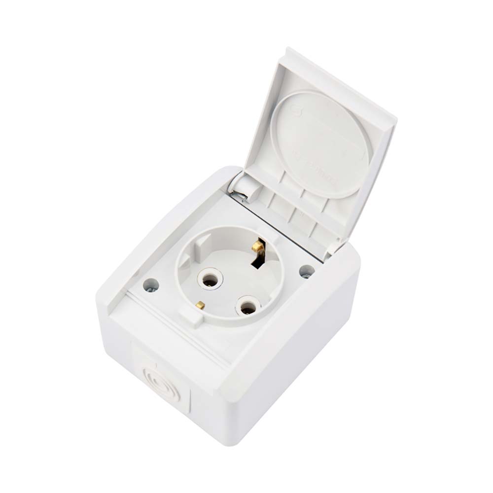 Розетка одноместная INDUSTRIAL IP54 с заземлением, о/у, белая KRANZ KR-78-0816 2