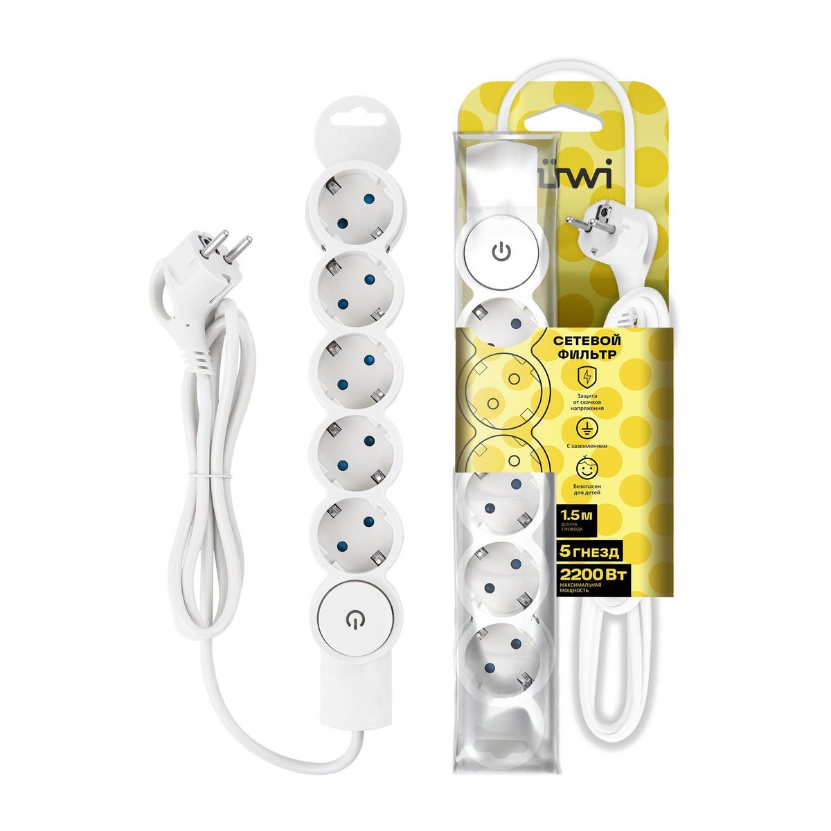 Сетевой фильтр Duwi 5гн 1,5м с/з 32574 1 1