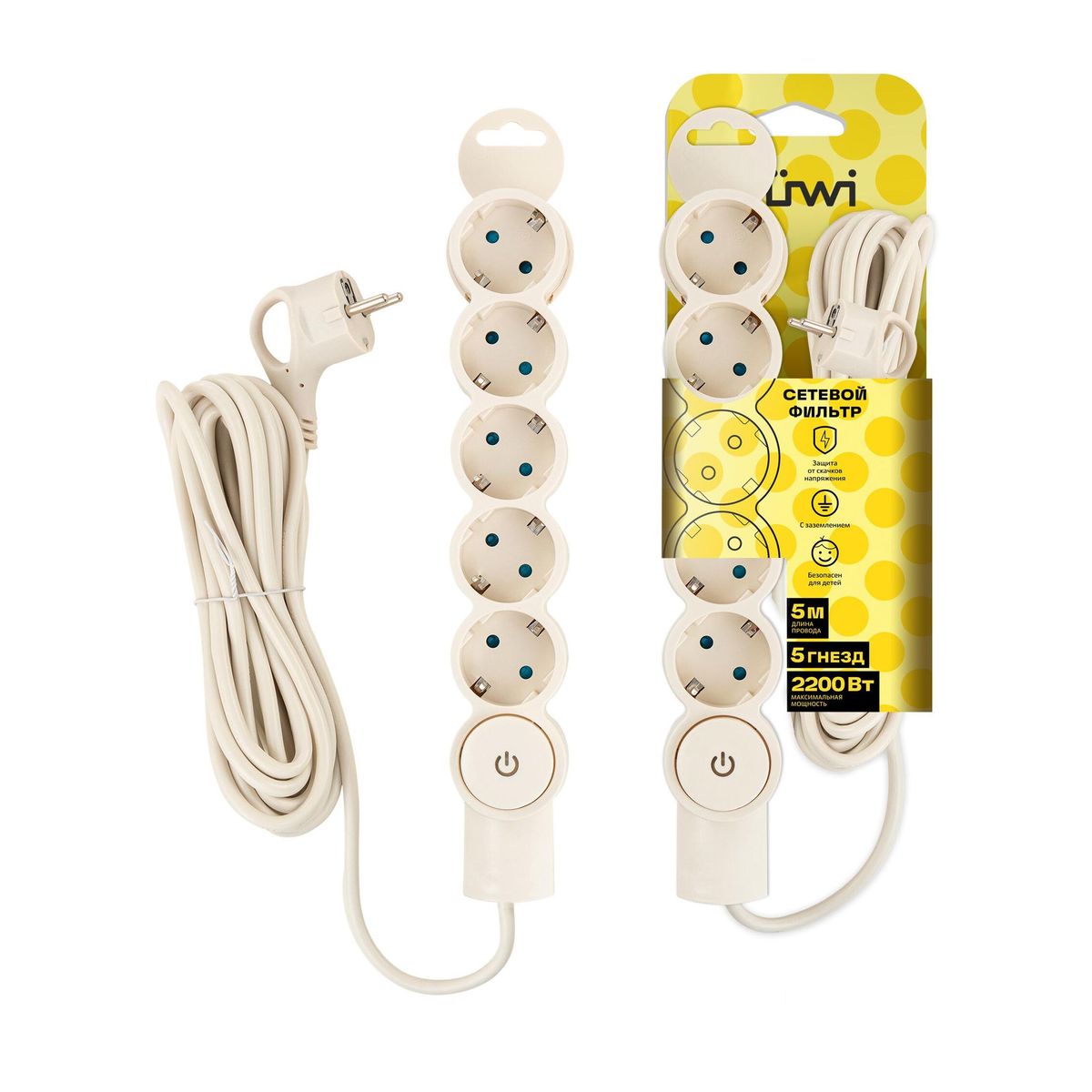 Сетевой фильтр Duwi 5гн 5м с/з 32573 4 1