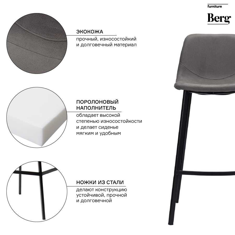 Полубарный стул Bergenson Bjorn Hugh BEHBST-HUMF11 2