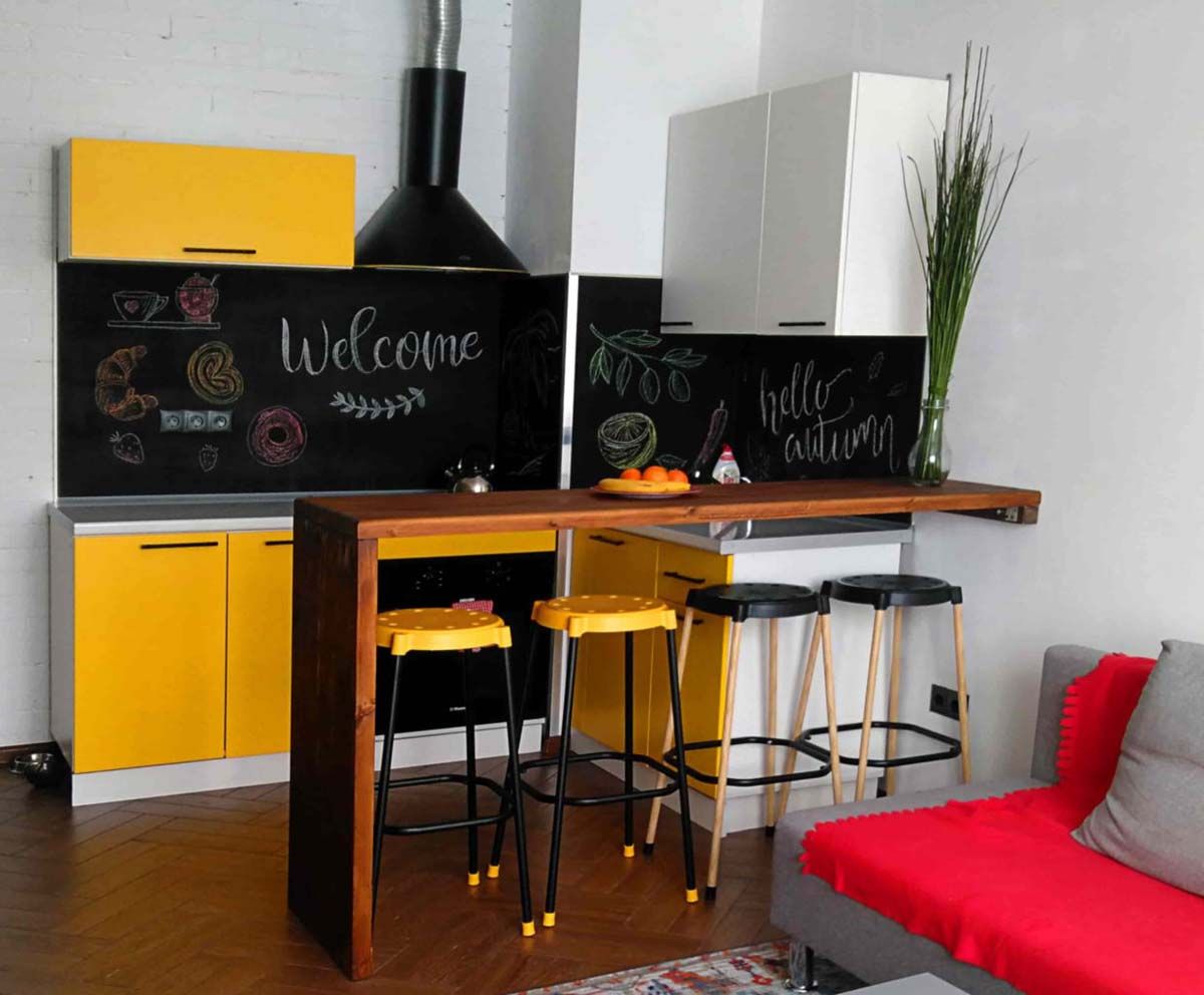 Барный стул Sheffilton SHT-S48 пластиковый желтый/черный муар 0434769701 3