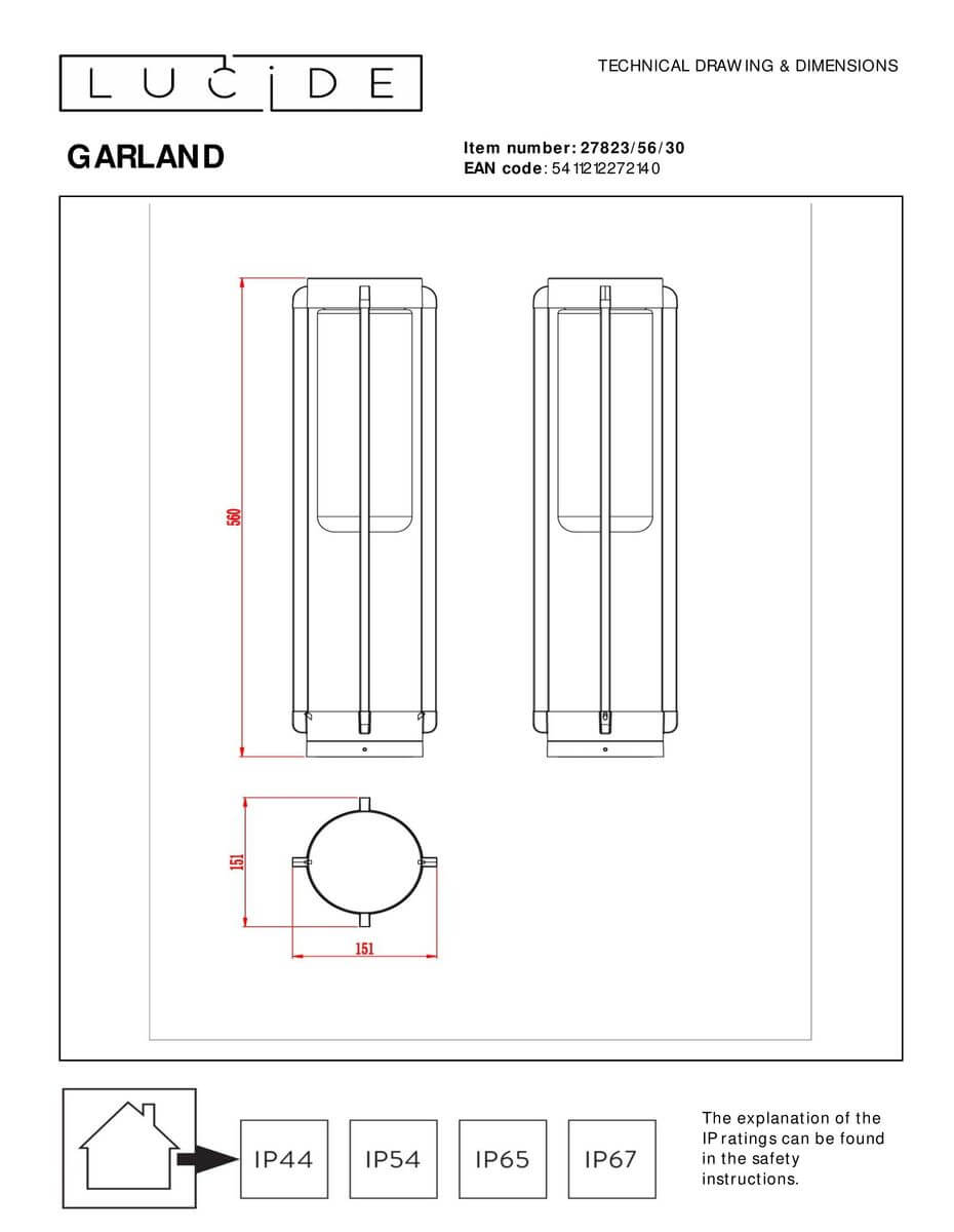 Уличный светильник Lucide Garland 27823/56/30 1