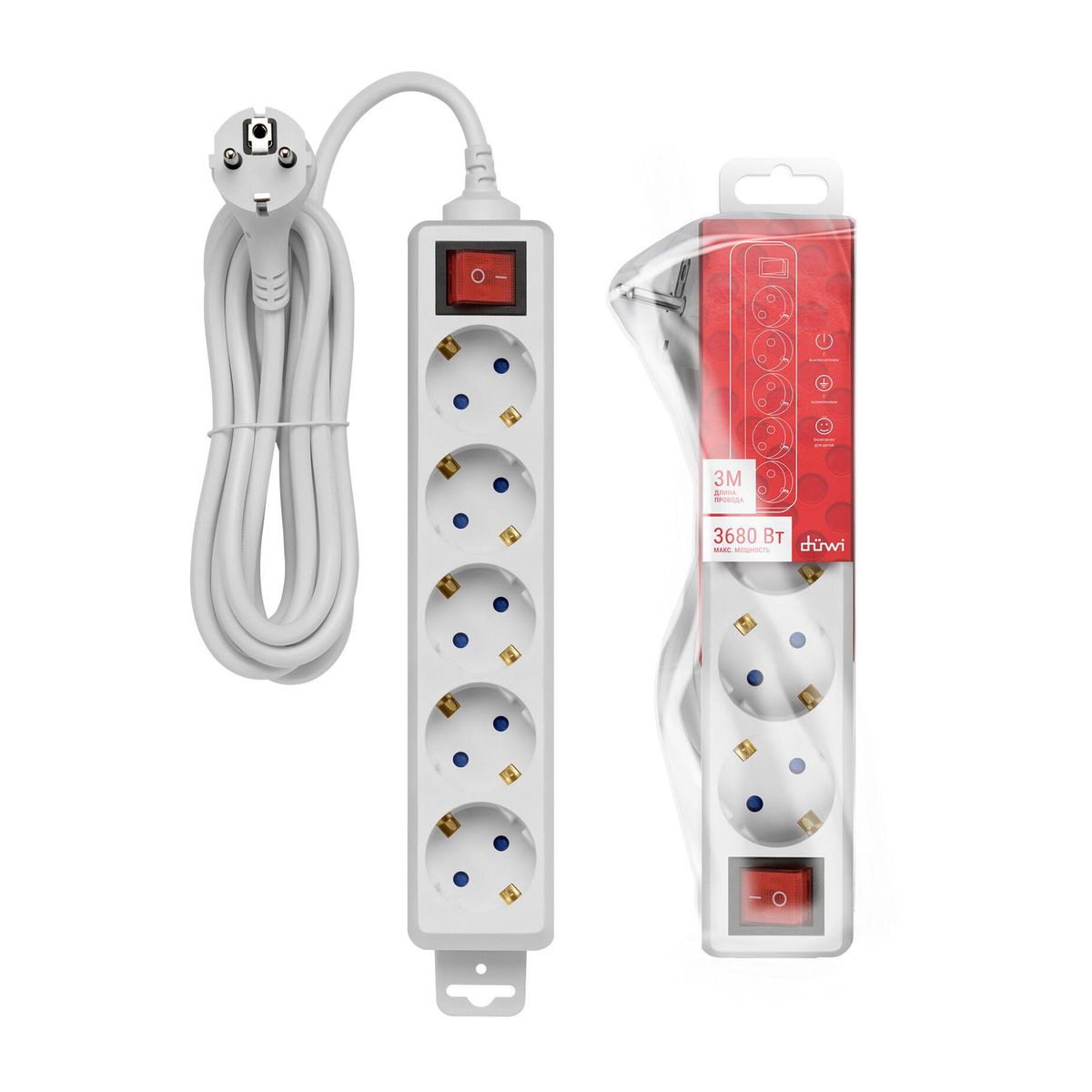 Удлинитель Duwi 5гн 3м с/з 32062 3 1