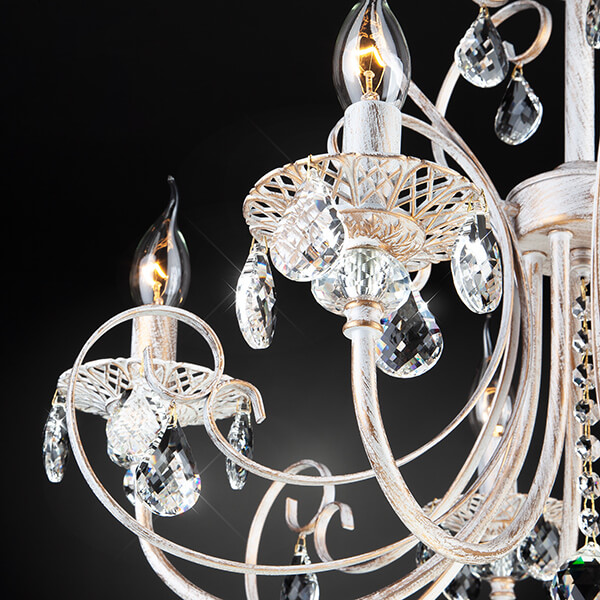 Подвесная люстра Eurosvet 3305/5 белый с золотом/прозрачный хрусталь Strotskis изображение 3 Подвесная люстра Eurosvet 3305/5 белый с золотом/прозрачный хрусталь Strotskis Фото № 3