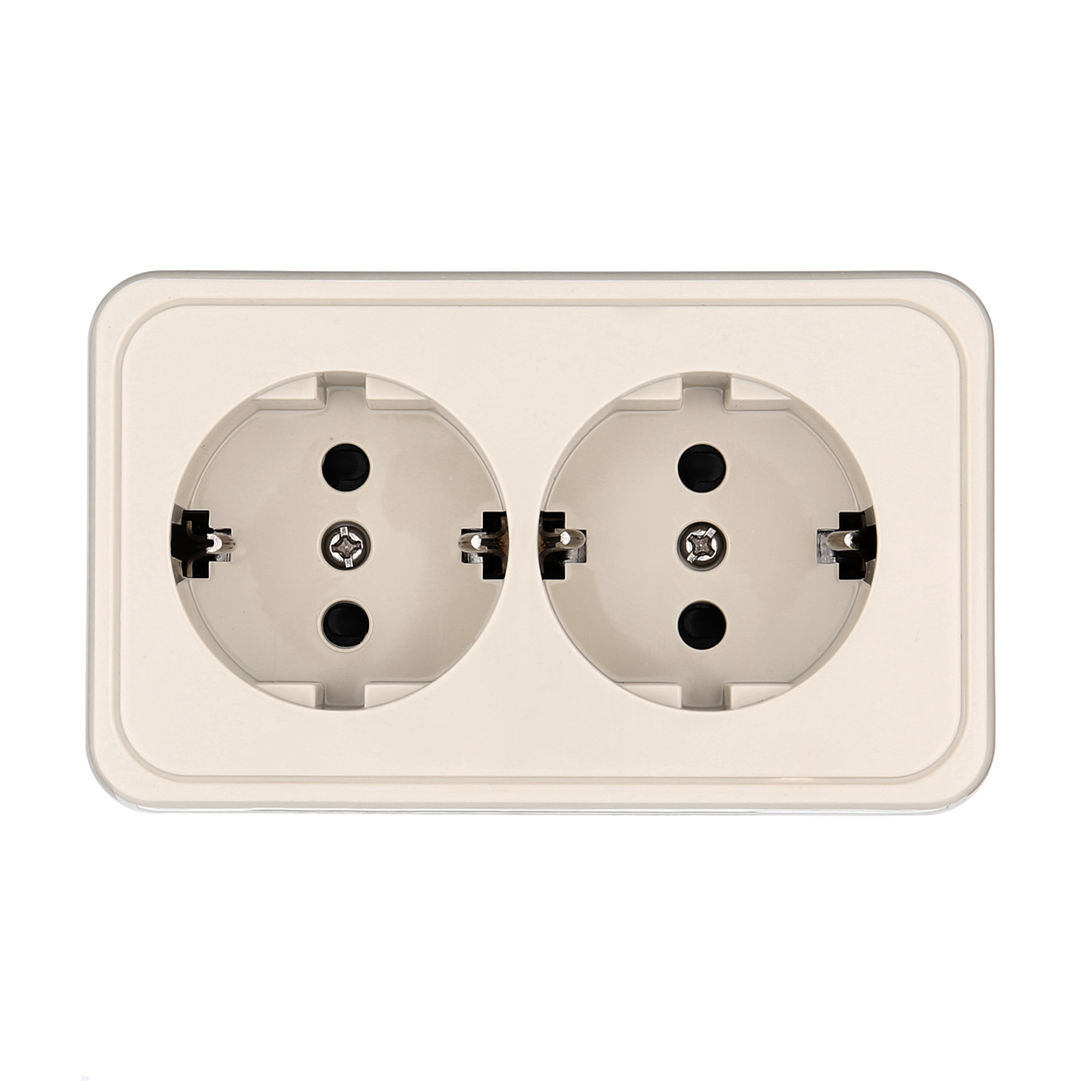 Розетка LK Studio двойная открытой установки с заземляющими контактами и защитными шторками (бежевый) 813501