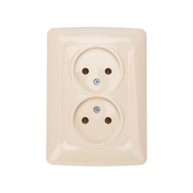 DEA Розетка 2-ая б/з с/у 10А Беж KRANZ KR-78-0247