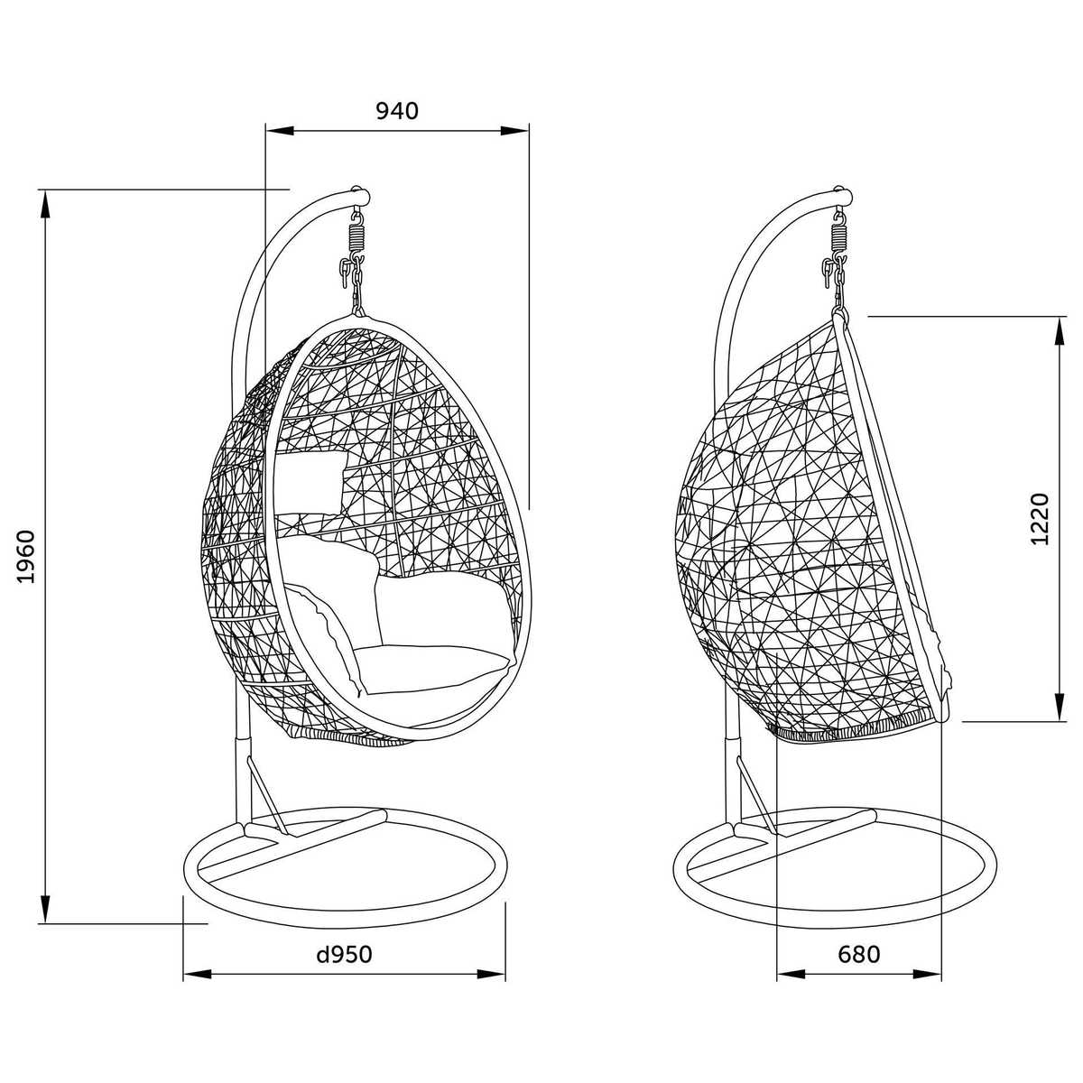 Подвесное кресло AksHome Bounty белый, исскуственнный ротанг 65945 1