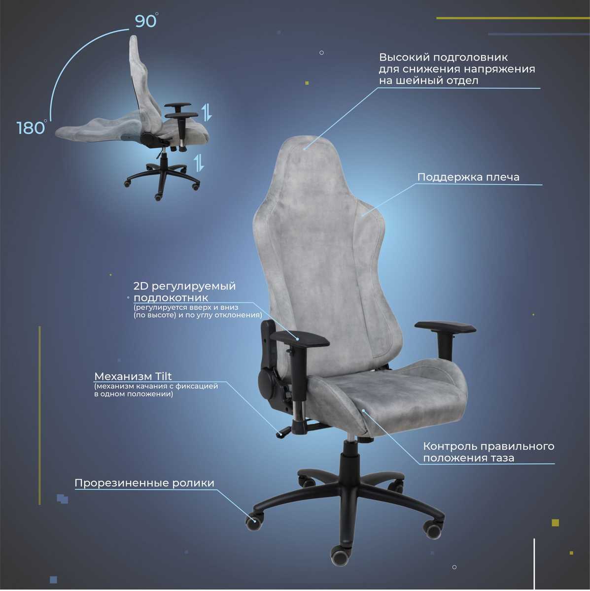 Игровое кресло AksHome Titan серый, ретро-велюр 83801 2