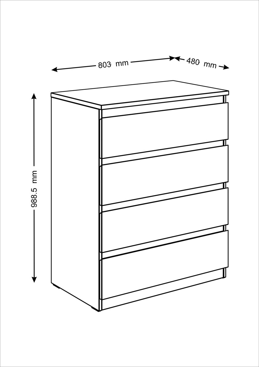 Комод Шведский Стандарт Мальта 80х99 с 4 ящиками 2.05.02.070.5 3