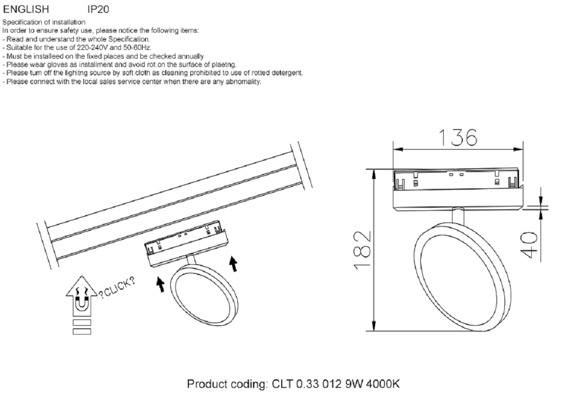 Трековый светодиодный светильник Crystal Lux CLT 0.33 012 9W BL 4000K 1