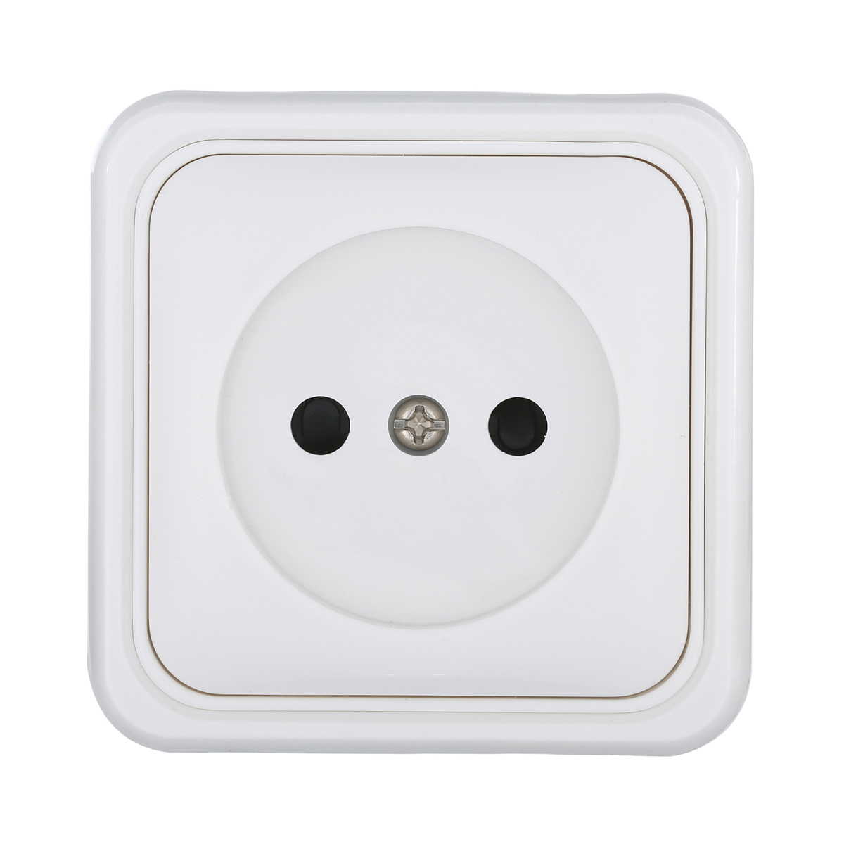 Розетка LK Studio открытой установки без заземляющих контактов с защитными шторками (белый) 813304