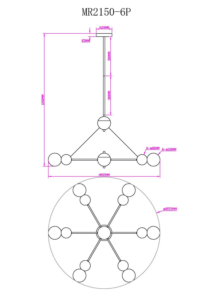 Подвесная люстра MyFar Paulo MR2150-6P 1