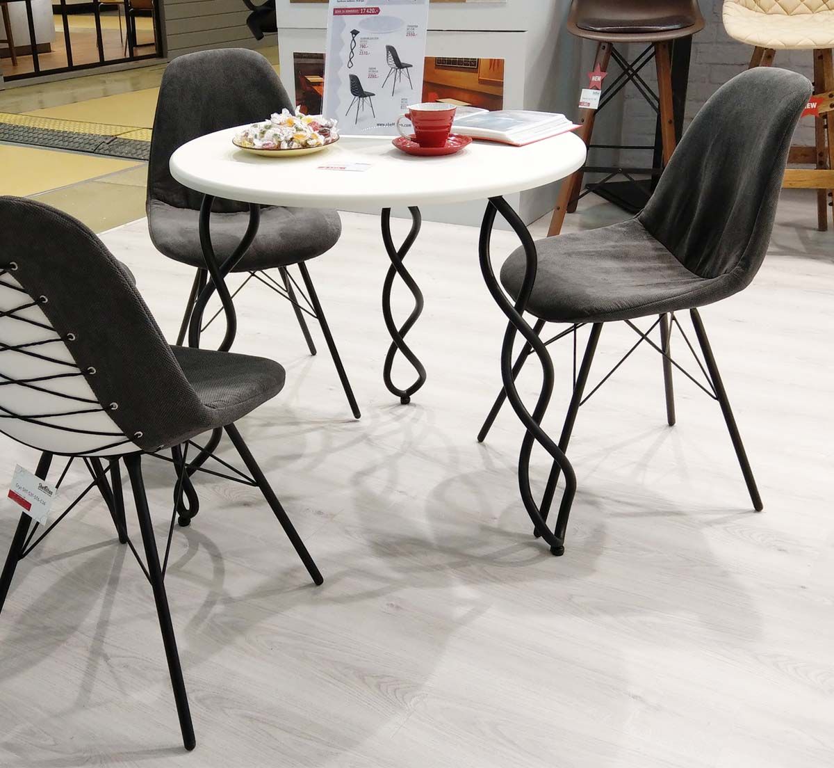 Кухонный стол Sheffilton SHT-TU17/80 МДФ черный муар/белый 8005821201 3