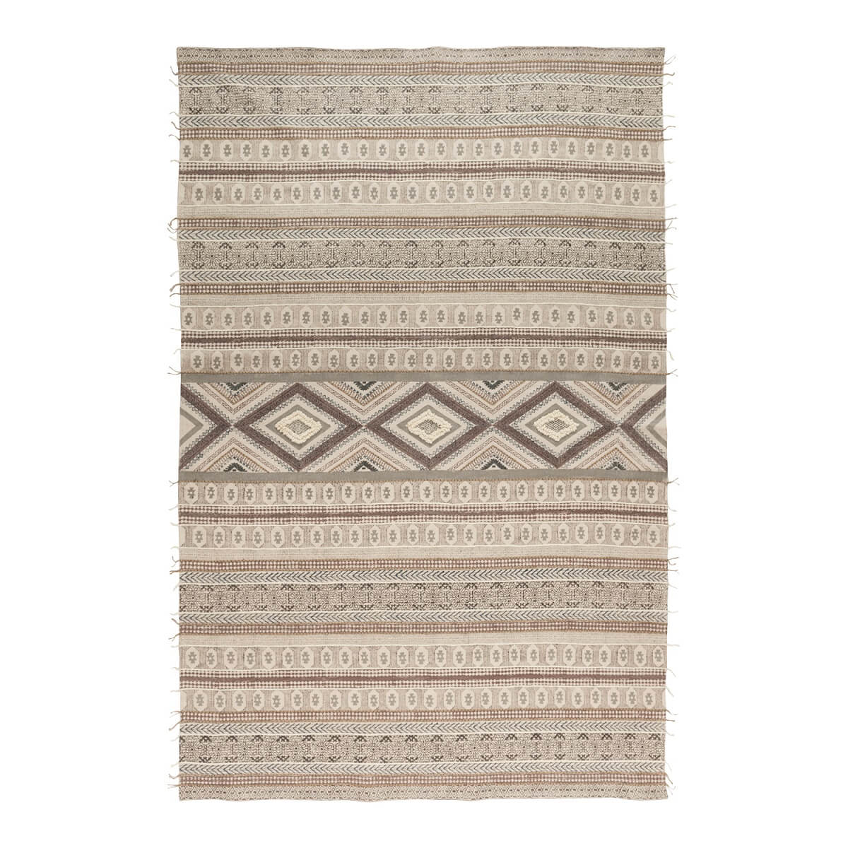 Ковер Tkano из хлопка, шерсти и джута с геометрическим орнаментом из коллекции Ethnic, 200х300 см TK20-DR0013