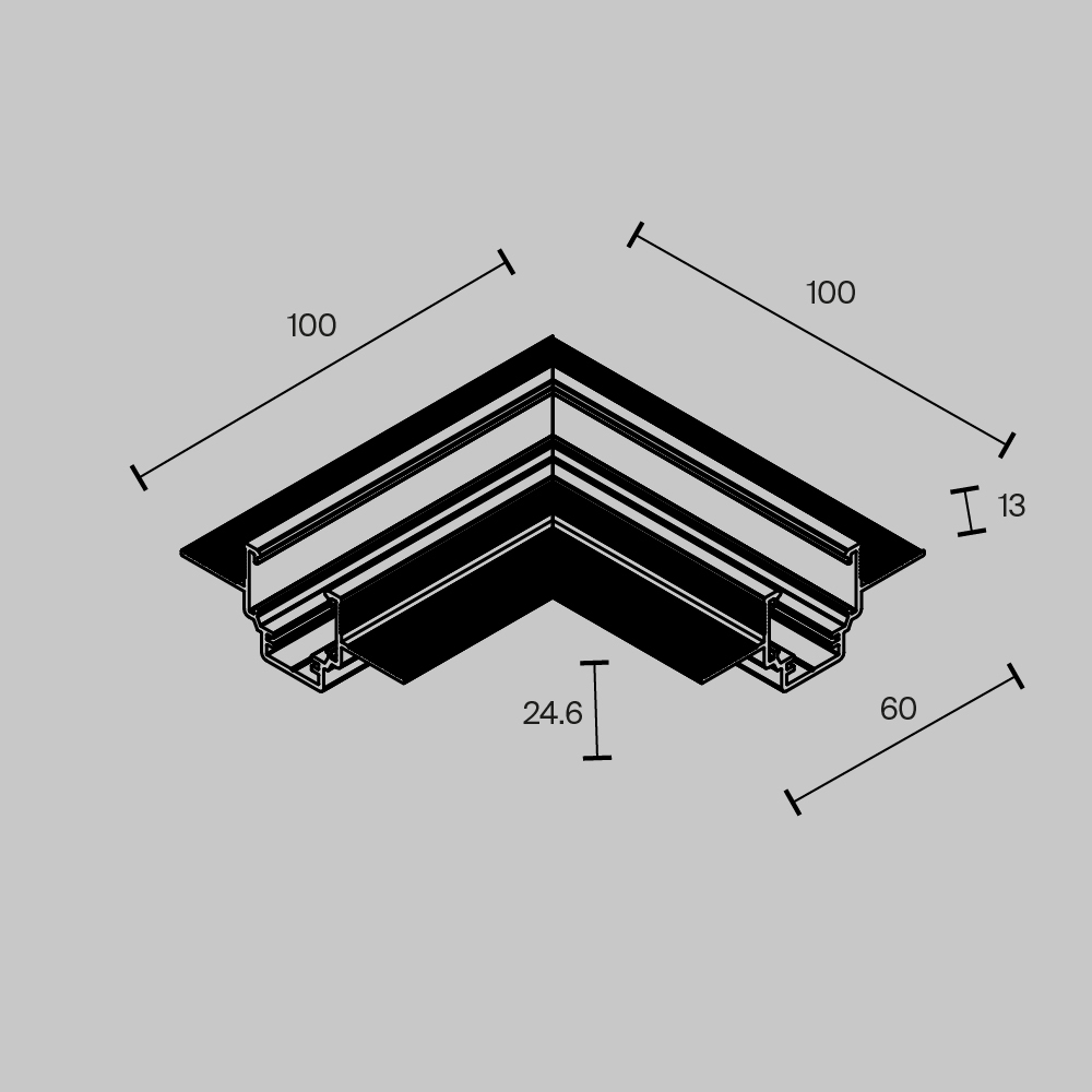 Коннектор угловой Maytoni Technical Exility для встраиваемого низкопрофильного шинопровода TRAM034CL-42B 1