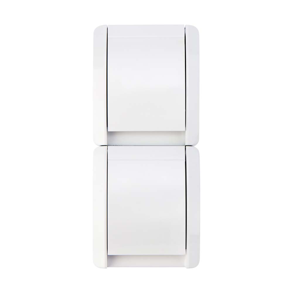 Блок вертикальный 2 розетки (керамика) INDUSTRIAL IP54 с заземлением, о/у, белый KRANZ KR-78-0801 1