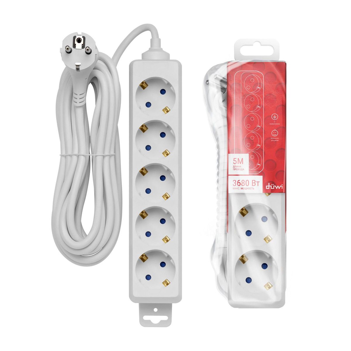 Удлинитель Duwi 5гн 5м с/з 32061 6 1