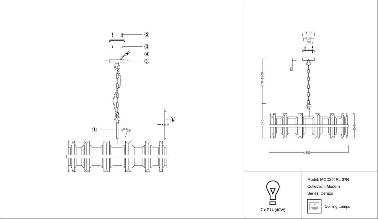 Подвесная люстра Maytoni Cerezo MOD201PL-07N 1