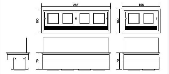 Люк настольный встраиваемый 2 модуля Ecoplast LUK с крышкой 70042 1