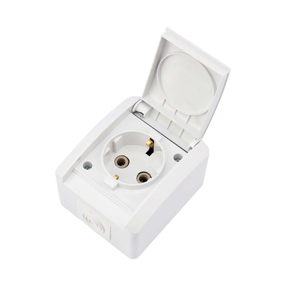 Розетка одноместная (керамика) INDUSTRIAL IP54 с заземлением, о/у, белая KRANZ KR-78-0814 2