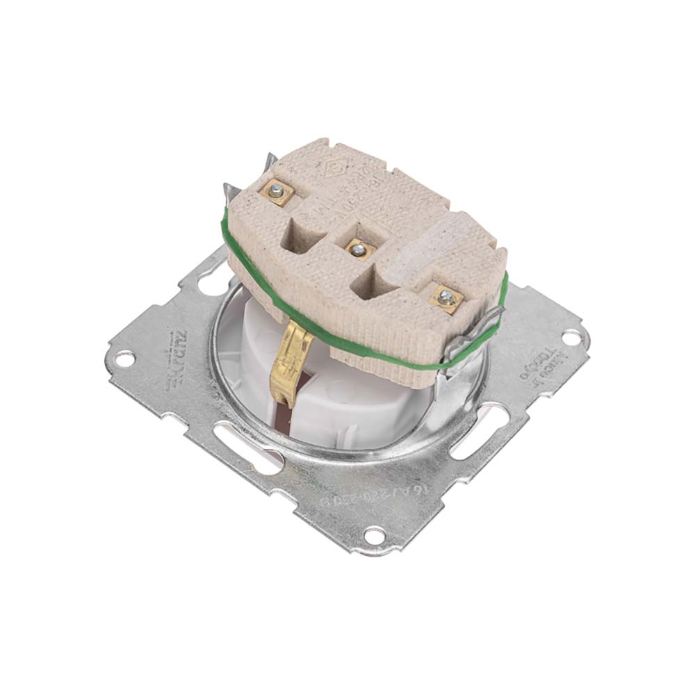 DEA Розетка 1-ая керамика с/з с крышкой с/у 16А мех. Бел KRANZ KR-78-0216 1