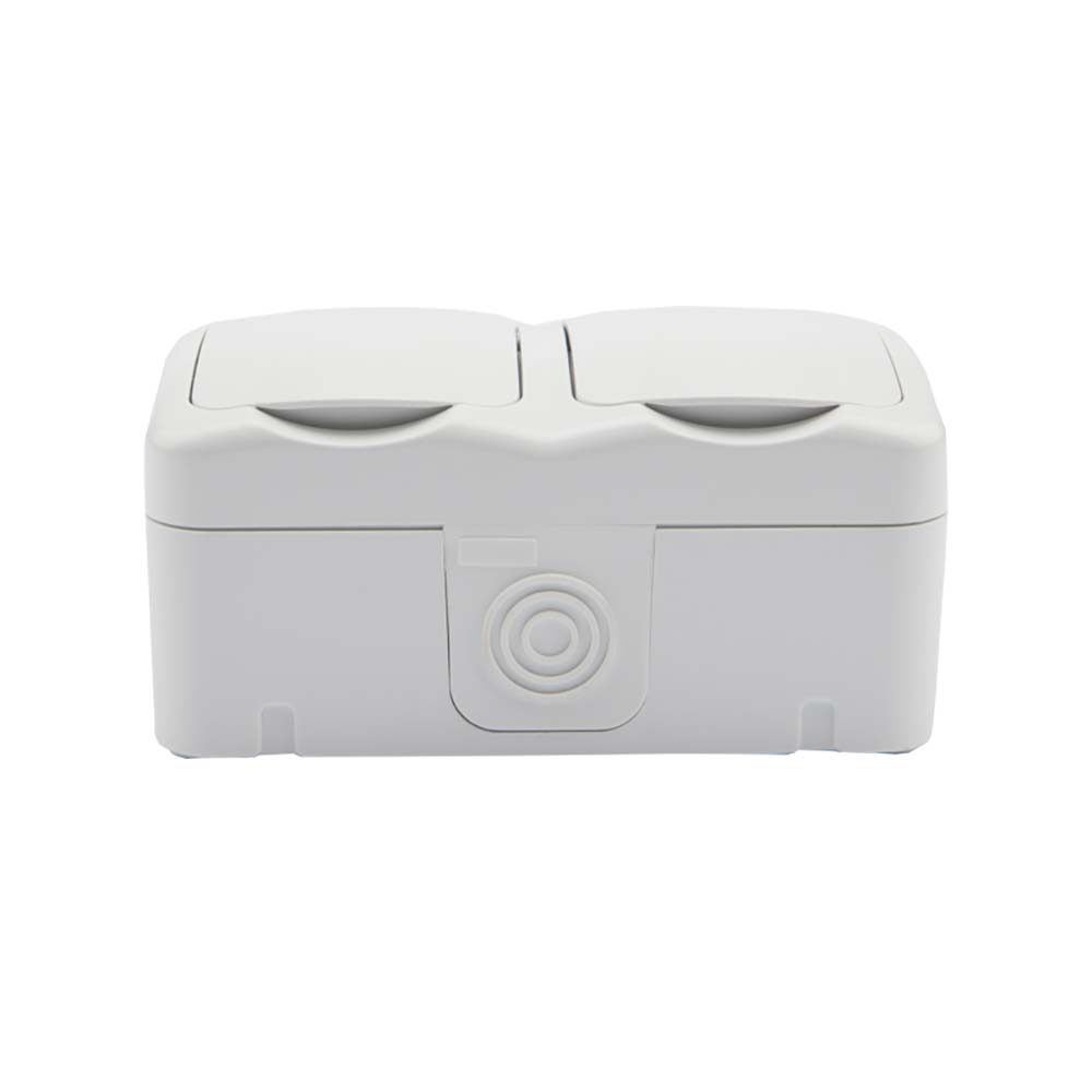 Блок горизонтальный 2 розетки Mini OG IP54 с заземлением, о/у, белый KRANZ KR-78-0606 1