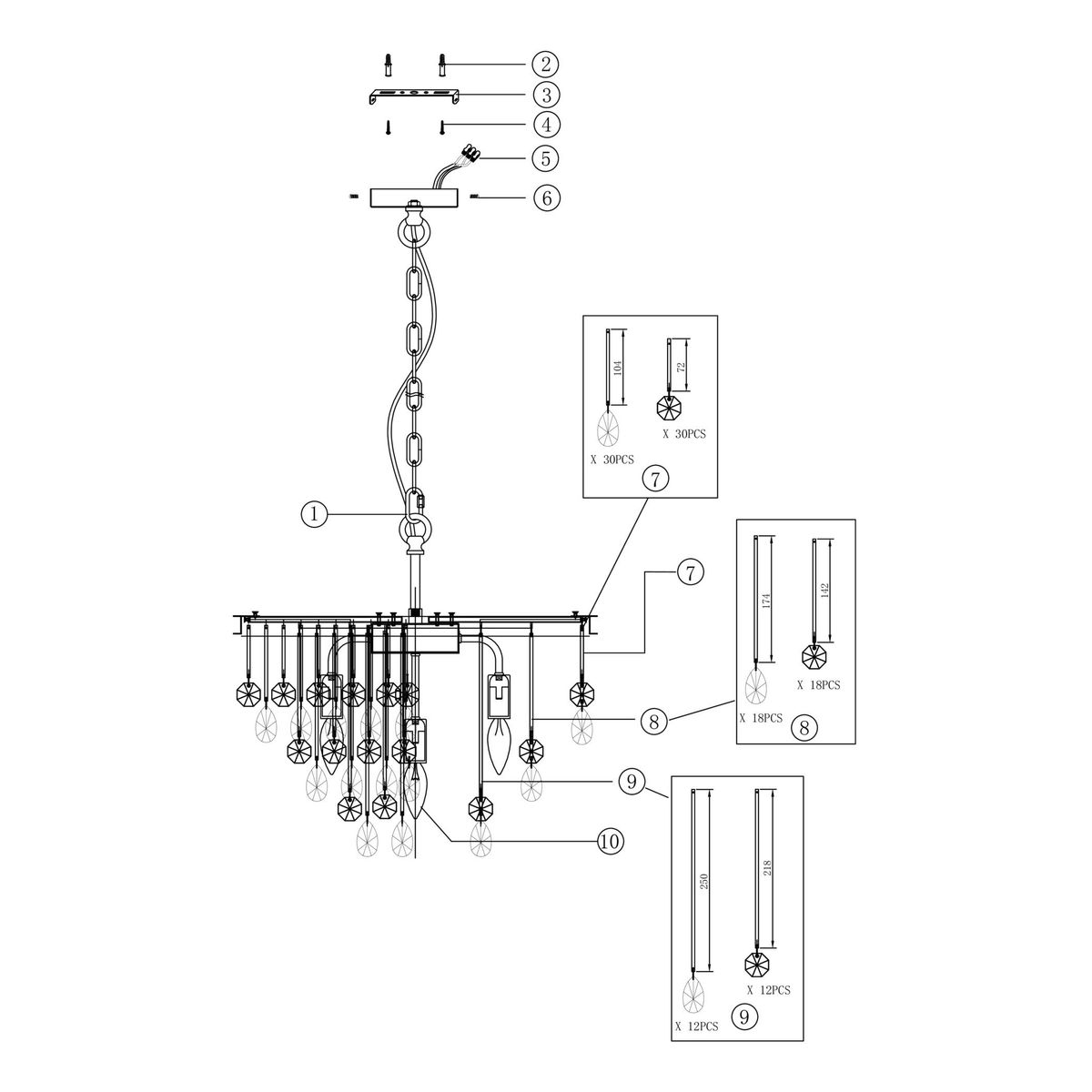 Подвесная люстра Maytoni Linn MOD091PL-05CH 1