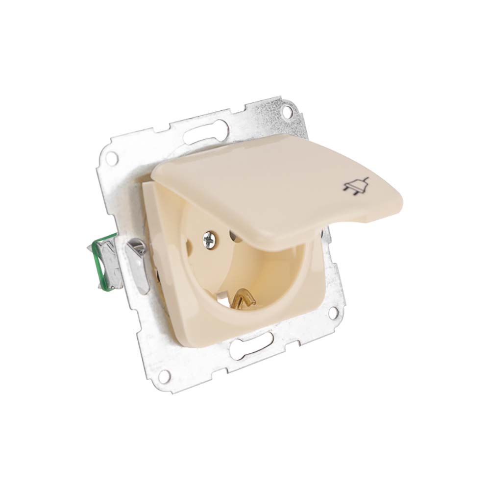 DEA Розетка 1-ая с/з с крышкой с/у 16А мех. Беж KRANZ KR-78-0243 1