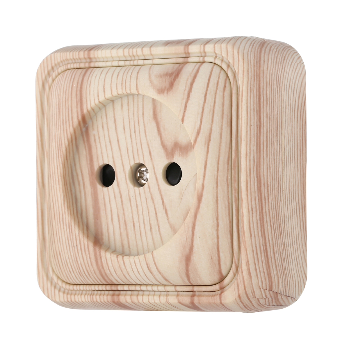 Розетка LK Studio открытой установки без заземляющих контактов с защитными шторками (сосна) 813325 1