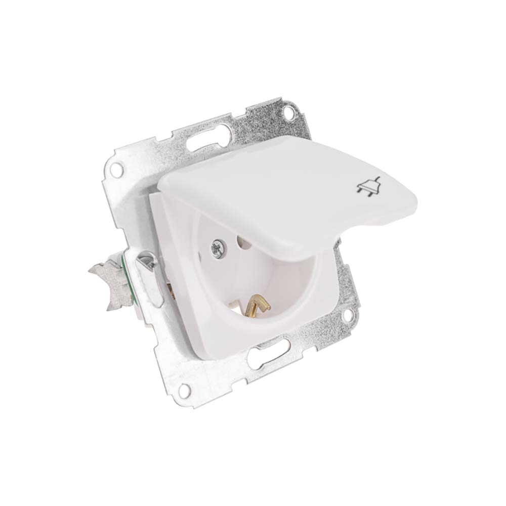 DEA Розетка 1-ая с/з с крышкой с/у 16А мех. Бел KRANZ KR-78-0213 1