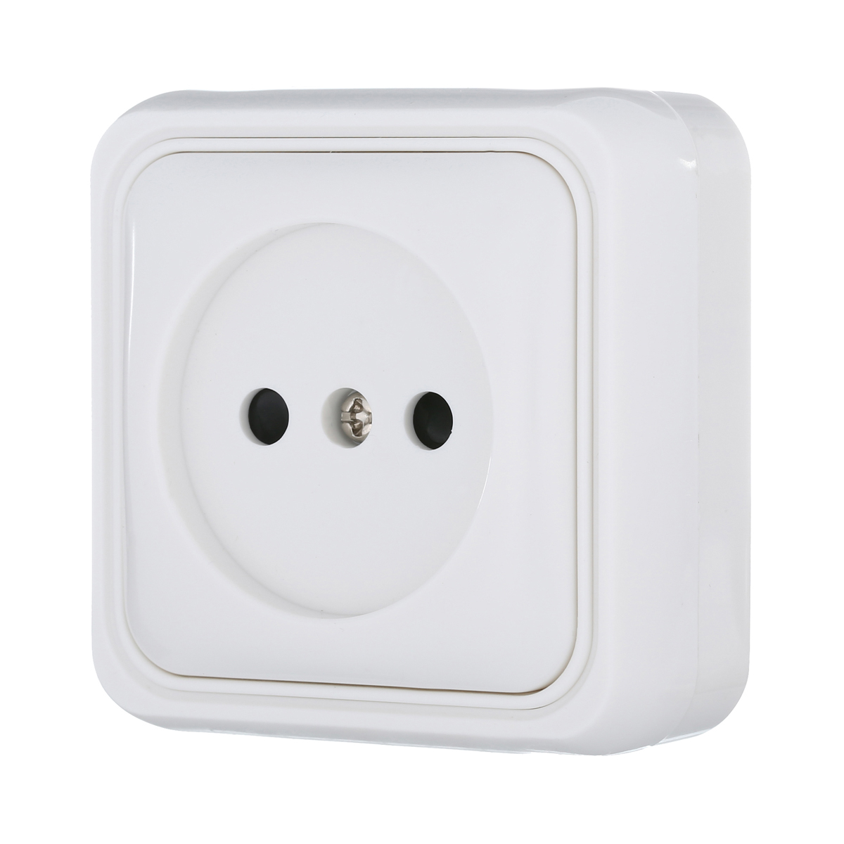 Розетка LK Studio открытой установки без заземляющих контактов с защитными шторками (белый) 813304 2