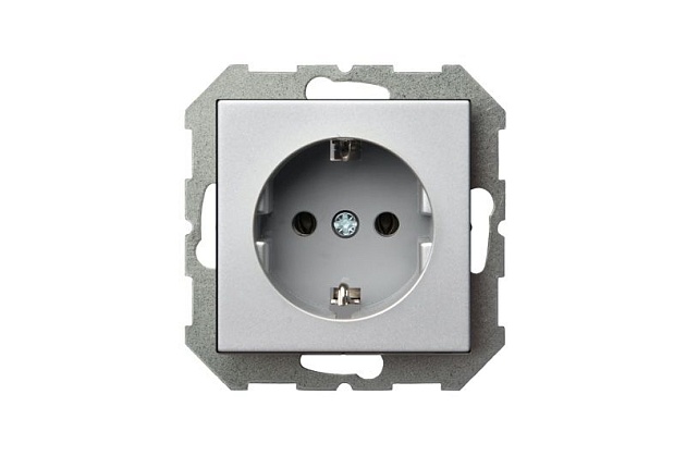 Розетка 2P+E Liregus Epsilon серебро 28-1766 Фото № 3