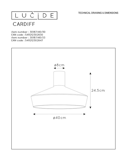 Потолочный светильник Lucide Cardiff 30187/40/33 Фото № 2