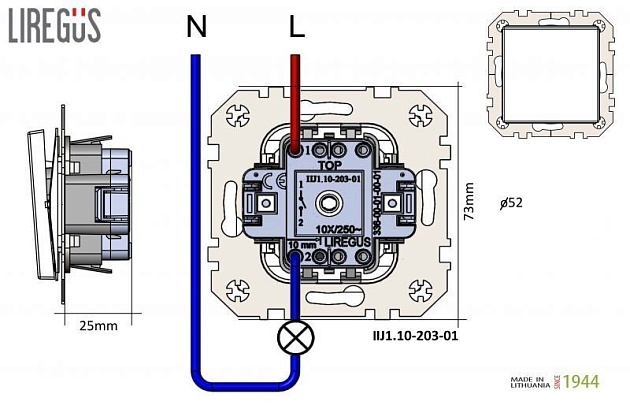 Выключатель одноклавишный Liregus Epsilon антрацит 28-1147 Фото № 2
