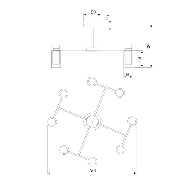 Потолочная люстра Eurosvet Amado 70115/8 черный Фото № 2