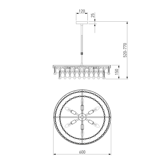 Подвесная люстра Eurosvet Sophie 60165/6 латунь изображение 2 Подвесная люстра Eurosvet Sophie 60165/6 латунь Фото № 2
