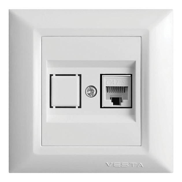 Розетка LAN Vesta-Electric Roma белый FRZCW010101BEL изображение Розетка LAN Vesta-Electric Roma белый FRZCW010101BEL Фото №
