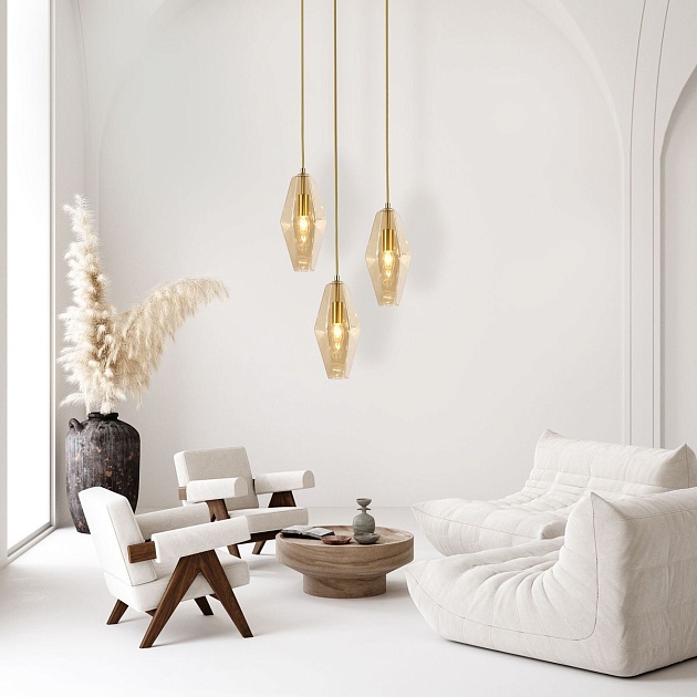 Подвесная люстра Eurosvet Prism 50236/3 янтарный изображение 6 Подвесная люстра Eurosvet Prism 50236/3 янтарный Фото № 6