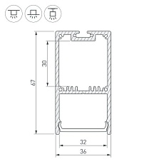 Профиль Arlight SL-Line-3667-3000 Anod 036197 1