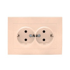 Валенсия розетка 2-местная с/з 16А кремовая с защ. штор. EKF PROxima EWR16-128-20