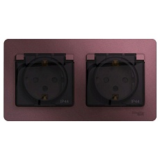 Розетка двойная 2К+З Systeme Electric Glossa 16A 250V со шторками баклажановая GSL001147